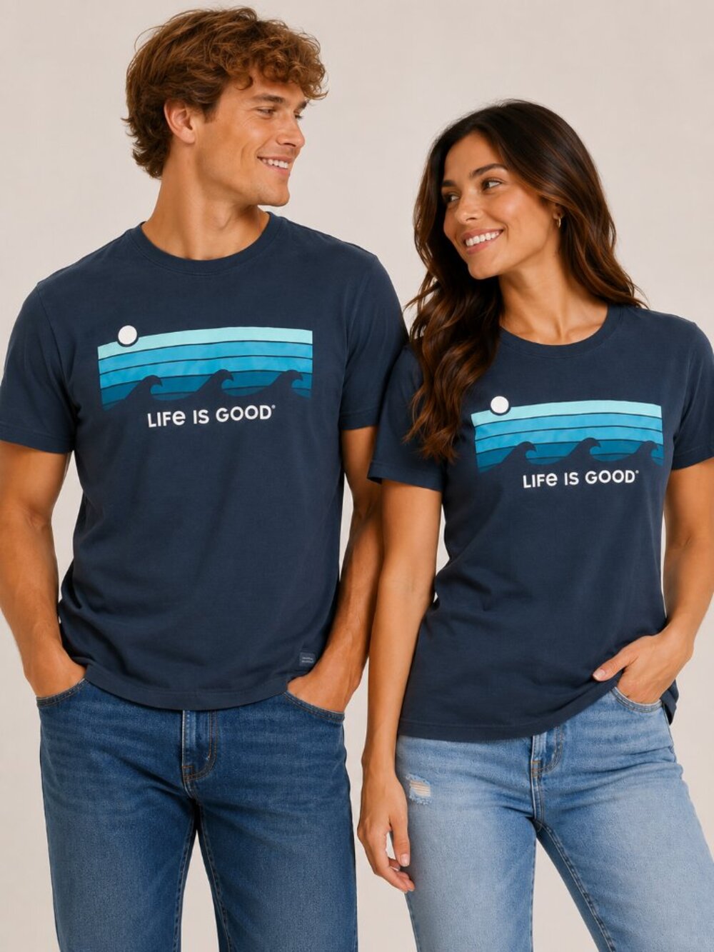 🌊👕 Life Is Good® Wave Graphic T-Shirt | Dark Blue | Men's Size Small | NWT ☀️